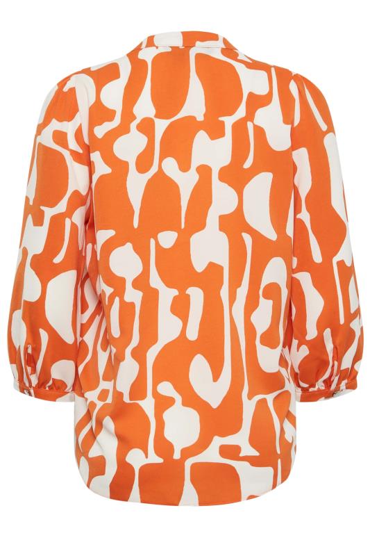 M&Co Orange Abstract Print 3/4 Sleeve Blouse | M&Co 7