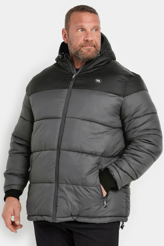 D555 Big & Tall Charcoal Sherpa Lined Puffer Jacket