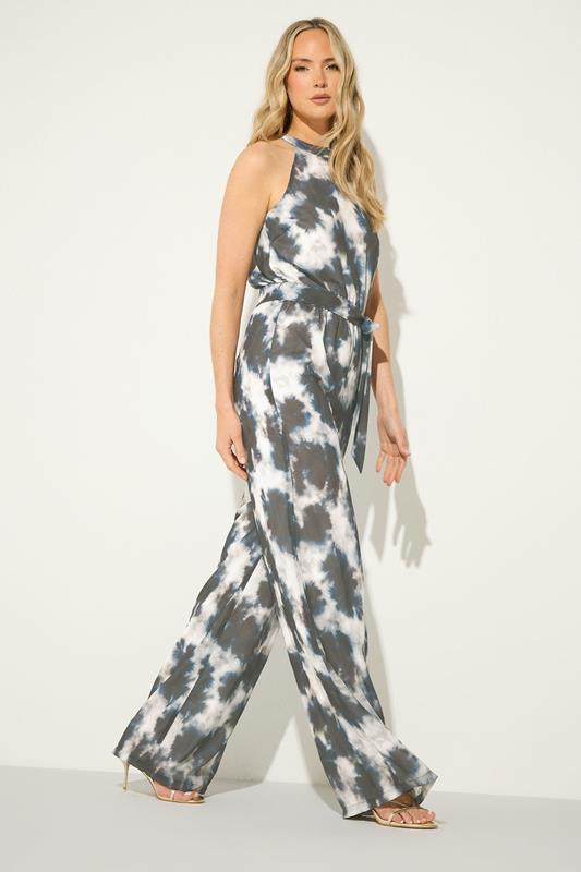 LTS Tall Women's Navy Blue Tie Dye Halterneck Jumpsuit | Long Tall Sally 1