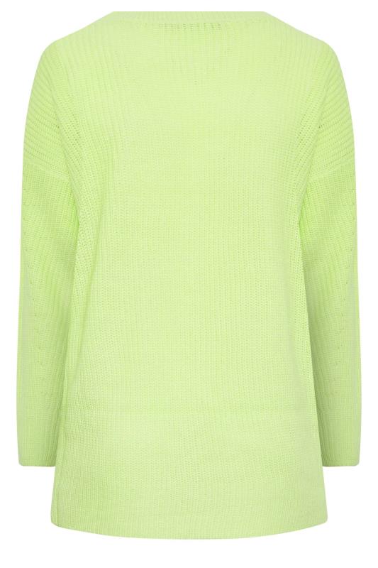YOURS Plus Size Lime Green Ribbed Knit Jumper | Yours Clothing 8
