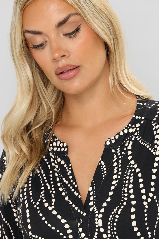 YOURS Plus Size Black Spot Print Half Placket Shirt | Yours Clothing 4