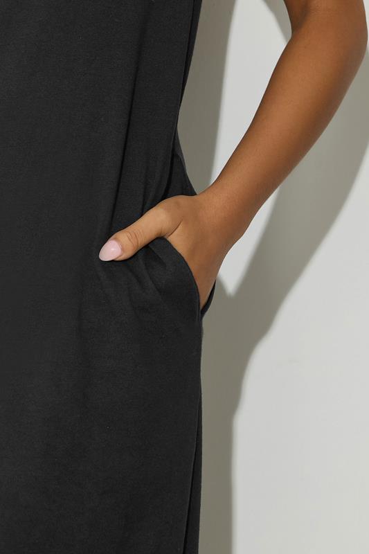PixieGirl Petite Women's Black Cotton T-Shirt Maxi Dress | PixieGirl 5
