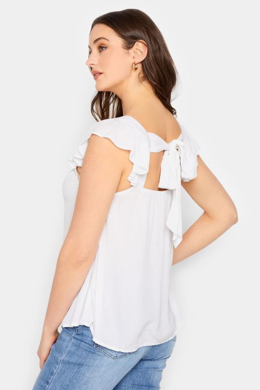 LTS Tall Women's White Crinkle Frill Top | Long Tall Sally 4