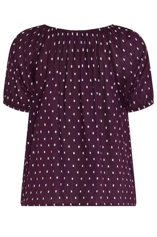 M&Co Berry Purple Dobby Button Up Cotton Blouse | M&Co 2