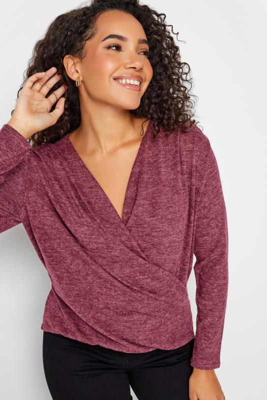 M&Co Berry Red Wrap Over Jumper | M&Co 4