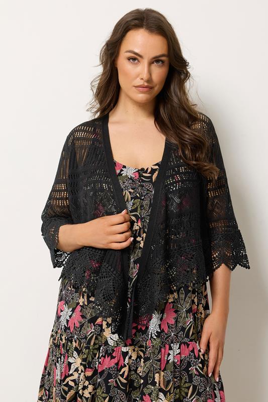 YOURS Curve Black Waterfall Cardigan