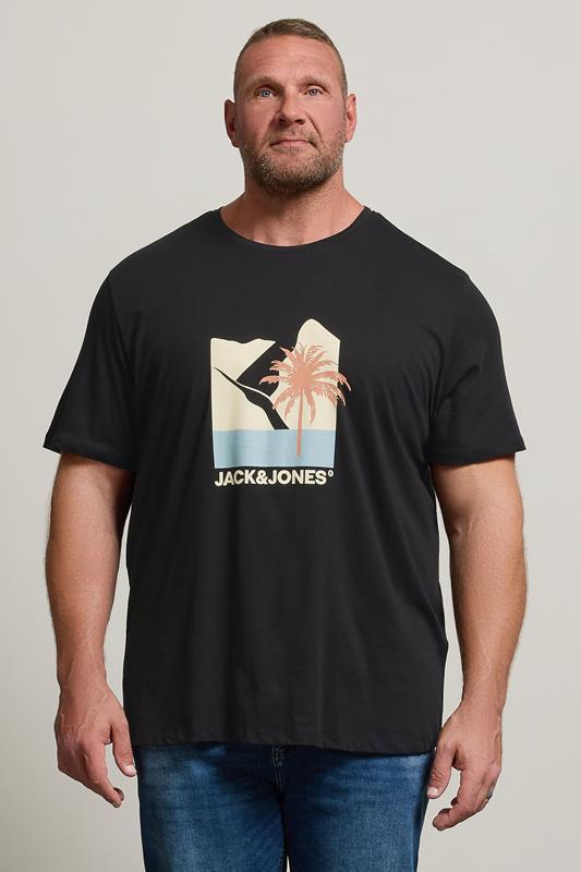 JACK & JONES Big & Tall Black Barbados Graphic T-Shirt | BadRhino 1