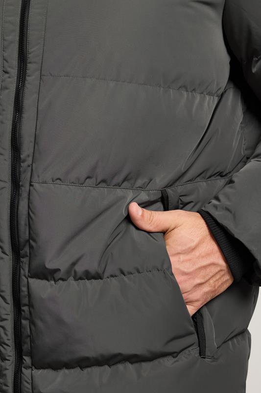 BadRhino Big & Tall Charcoal Grey Hooded Puffer Jacket 4