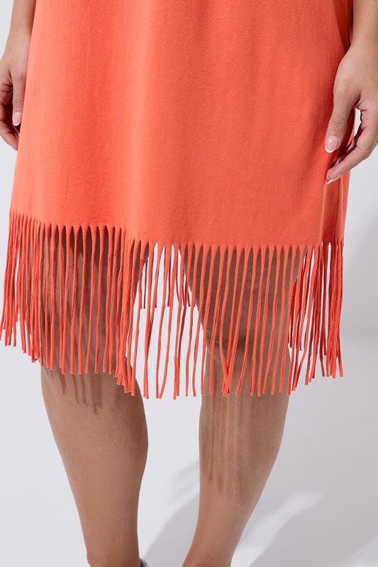 LIMITED COLLECTION Plus Size Orange Tassel Beach Dress | Yours Clothing 4