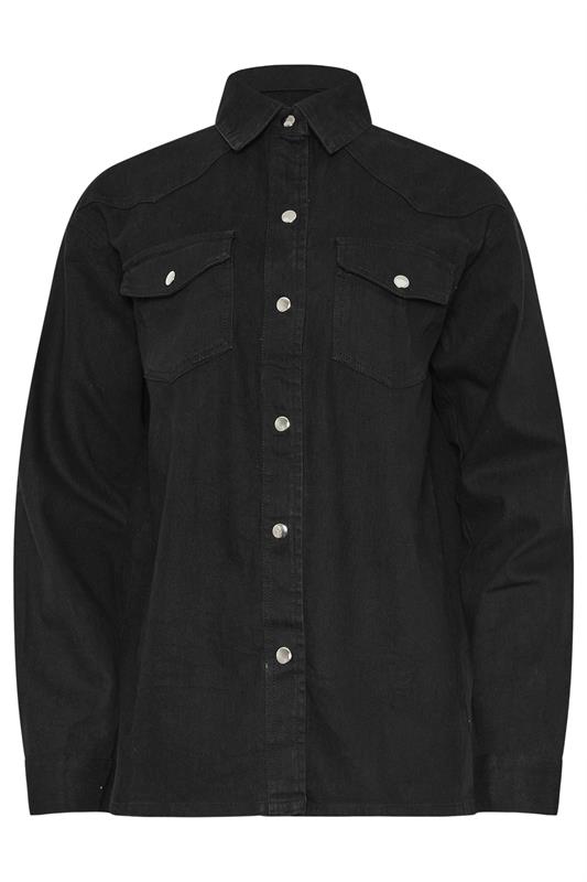 LTS Tall Black Denim Mid Wash Cotton Shirt | Long Tall Sally 6