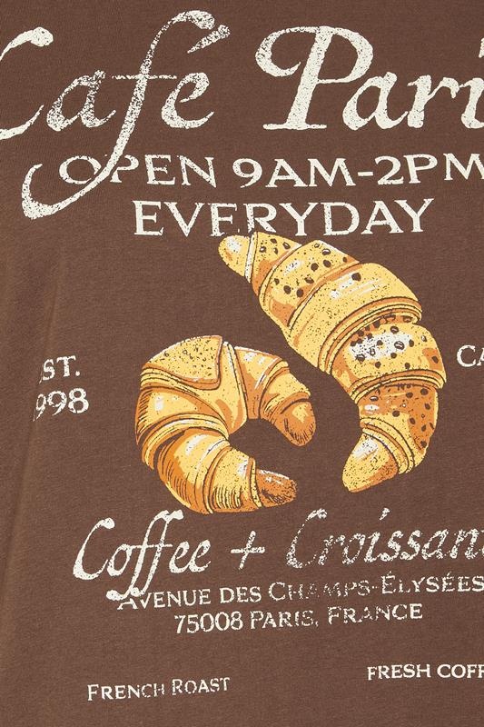 LIMITED COLLECTION Plus Size Chocolate Brown 'Café Paris' Slogan T-Shirt | Yours Clothing 7