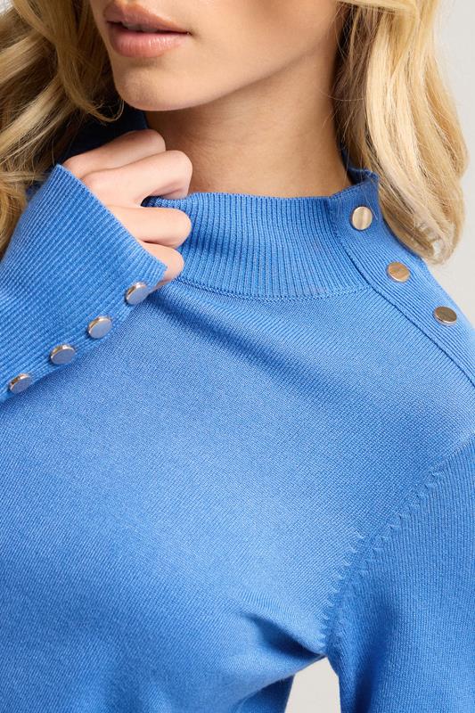M&Co Petite Blue Button Detail Turtle Neck Jumper | M&Co 5