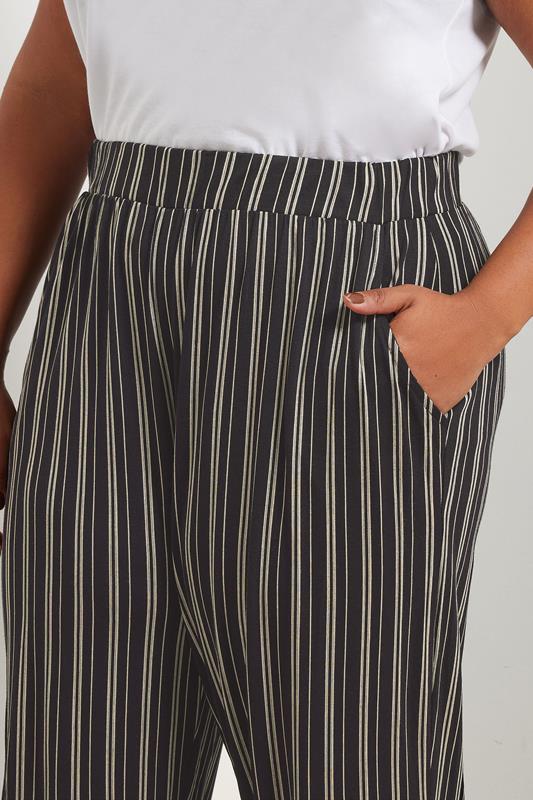 YOURS Plus Size Black Striped Jersey Cuffed Trousers | Yours Clothing 5