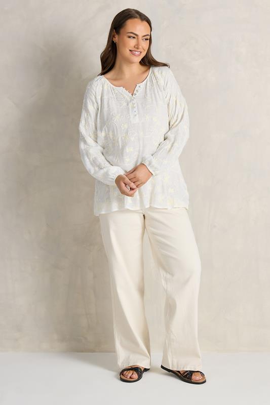 EVANS Plus Size Ivory White Floral Embroidered Blouse | M&Co 2