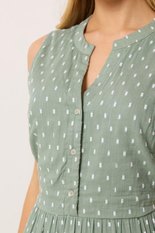 M&Co Sage Green Dobby Sleeveless Cotton Midi Dress | M&Co 5