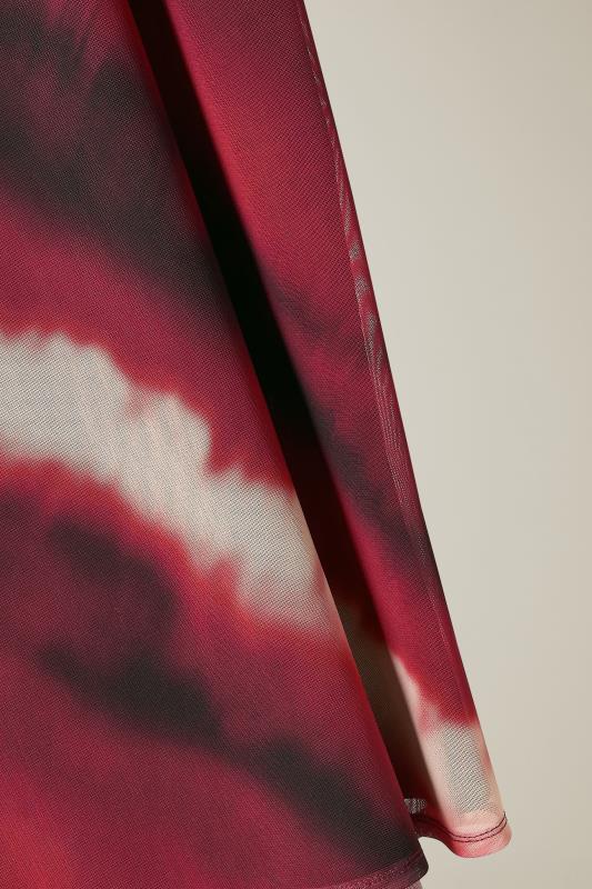 EVANS Plus Size Burgundy Red Abstract Print Mesh Midi Skirt | Evans  6