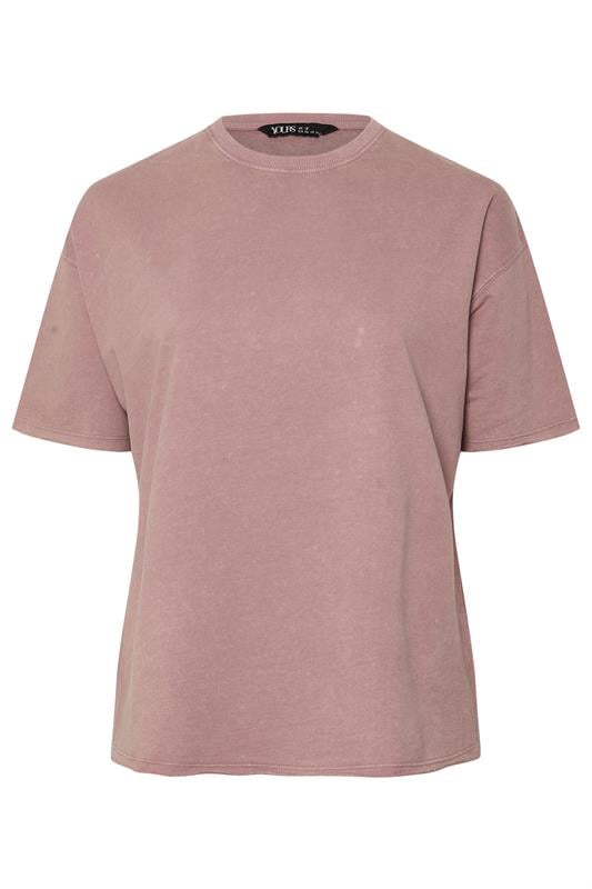 YOURS Plus Size Pink Acid Wash Oversized Sweat T-Shirt | Yours Clothing 5