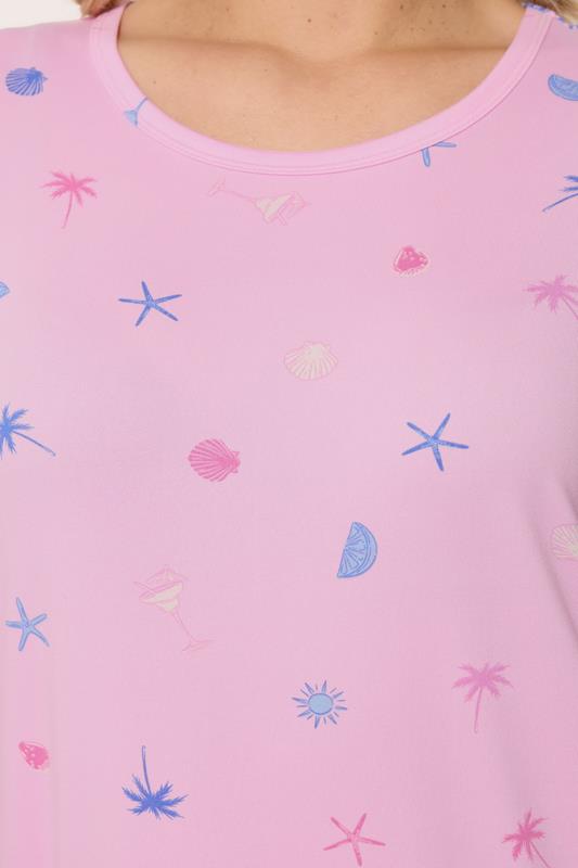 YOURSET 2 PACK Plus Size Pink Soft Touch Palm Tree Nightdresses | Yours Clothing 7