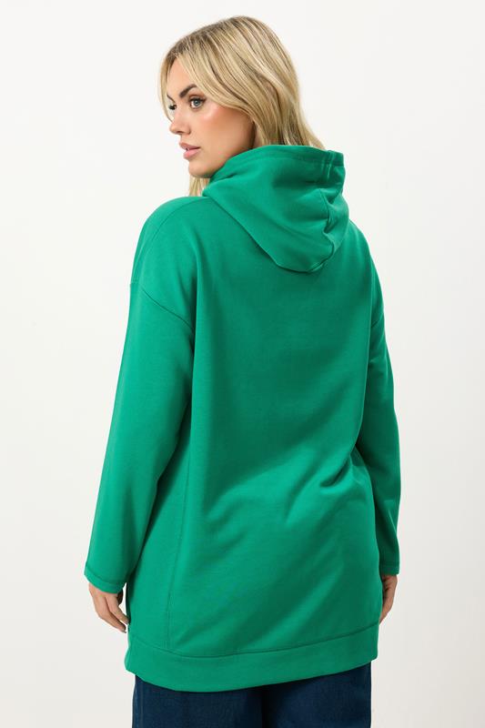 YOURS Plus Size Green Seam Detail Hoodie | Yours Clothing 2