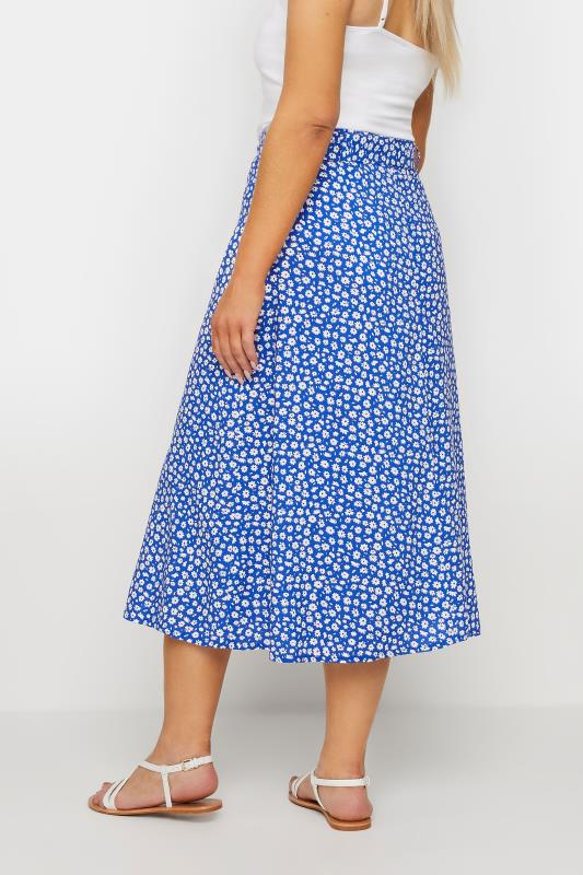 M&Co Blue Ditsy Floral Print Belted Midi Skirt | M&Co 3