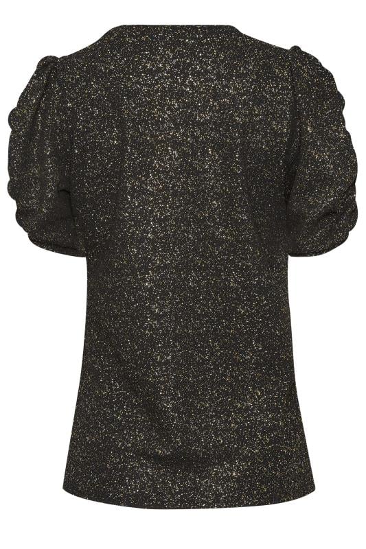 M&Co Black Shimmer Ruched Sleeve Blouse | M&Co 7