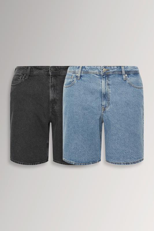JACK & JONES Big & Tall 2 Pack Blue & Black Tony Shorts