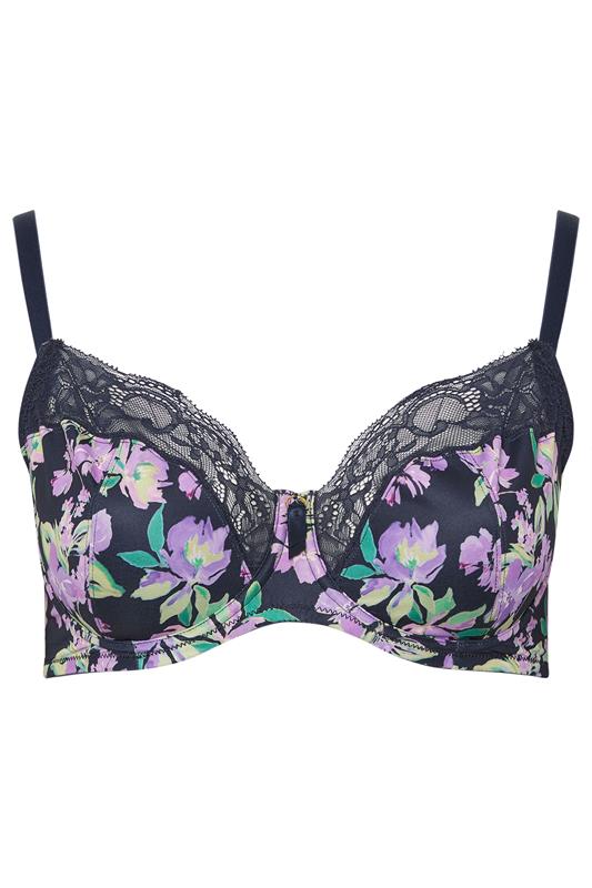 YOURSET 2 PACK Plus Size Black & Purple Floral Underwired Bras | Yours Clothing 10