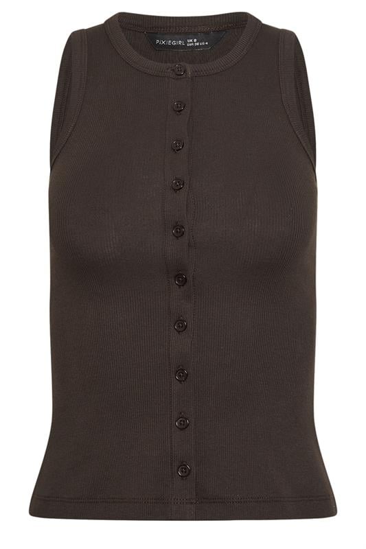 PixieGirl Petite 2 PACK Women's Chocolate Brown & Yellow Ribbed Cotton Vest Top | PixieGirl 9
