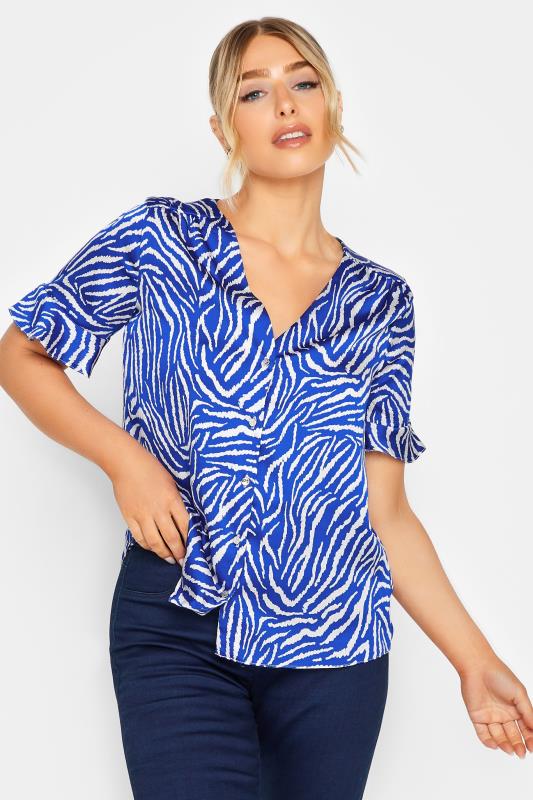 M&Co Cobalt Blue Zebra Print Shirt | M&Co 1