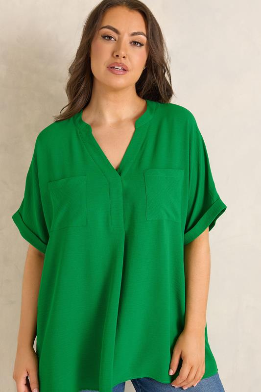EVANS Plus Size Green Short Sleeve Utility Blouse | Evans  1