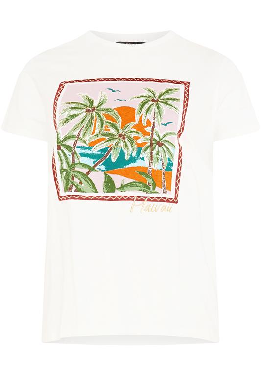 YOURS Plus Size White 'Hawaii' Tropical Graphic Print T-Shirt | Yours Clothing 5