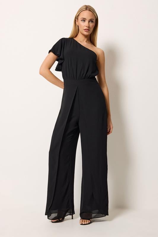  STAR Black Wide Leg Corsage Jumpsuit