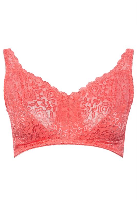 YOURS Plus Size Pink Hi Shine Lace Non-Padded Non-Wired Full Cup Bra | Yours Clothing 5