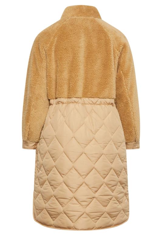 YOURS Plus Size Beige Brown Quilted Teddy Coat | Yours Clothing 7