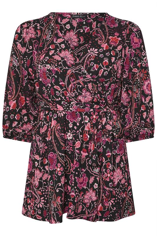 EVANS Plus Size Pink Paisley Print Wrap Top | Evans 7