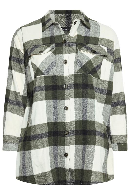 YOURS Plus Size Khaki Green Check Shacket | Yours Clothing 5