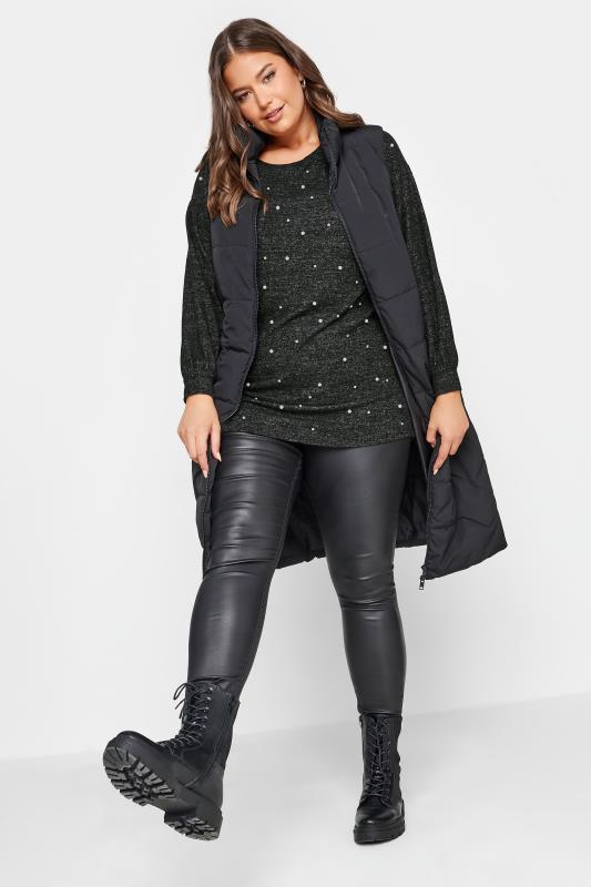 YOURS LUXURY Plus Size Charcoal Grey Soft Touch Pearl Jumper | Yours Clothing 2