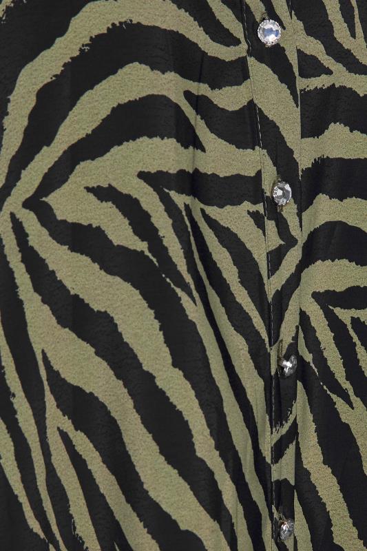 M&Co Khaki Green Zebra Print Shirt | M&Co  5