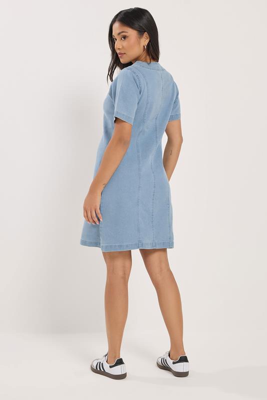 PixieGirl Petite Women's Light Blue Lace Up Denim Mini Dress | PixieGirl 4