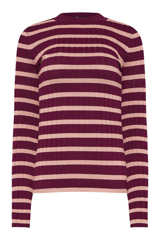 LTS Tall Burgundy Red Striped Ribbed Jumper | Long Tall Sally 5