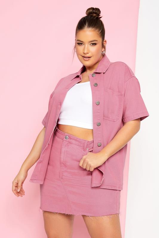 YOURS Plus Size Pink Denim Shirt | Yours Clothing 5