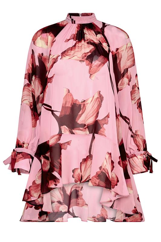 STAR Pink Floral Print Dipped Hem Tunic Top | StarByJM 1