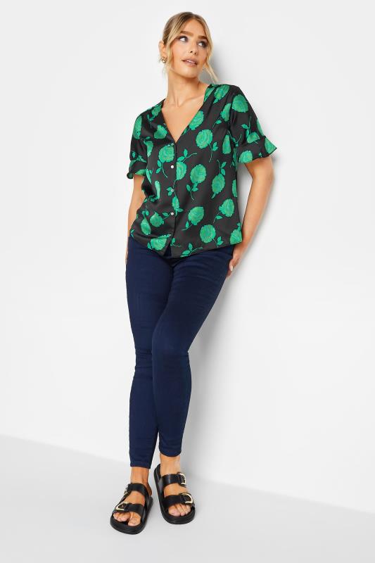 M&Co Black & Green Floral Print Frill Sleeve Blouse | M&Co 2