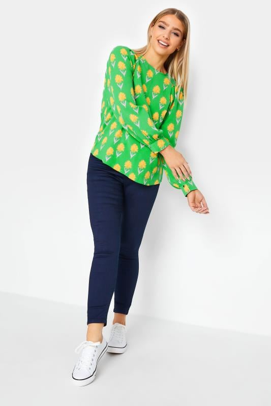 M&Co Green Floral Print Long Sleeve Blouse | M&Co