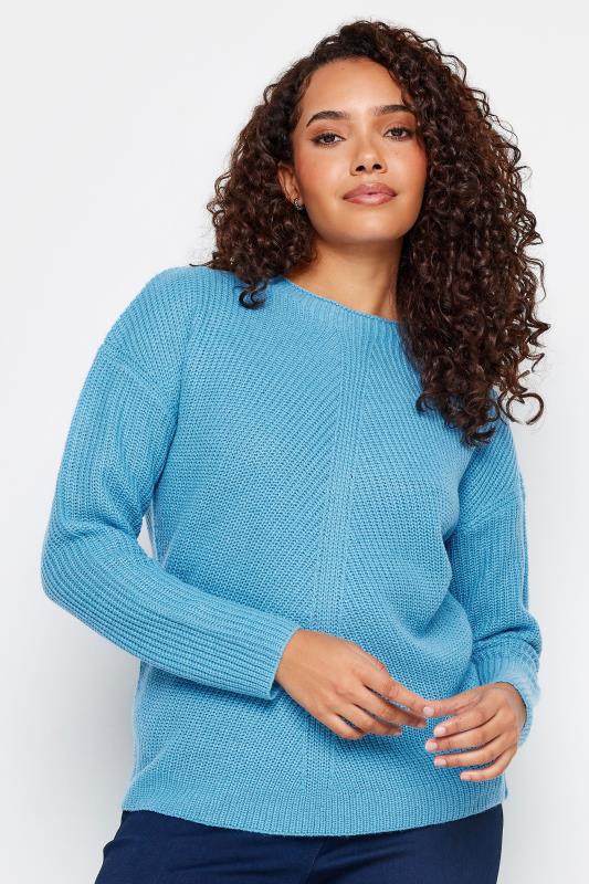 M&Co Blue Funnel Neck Knitted Jumper | M&Co 1