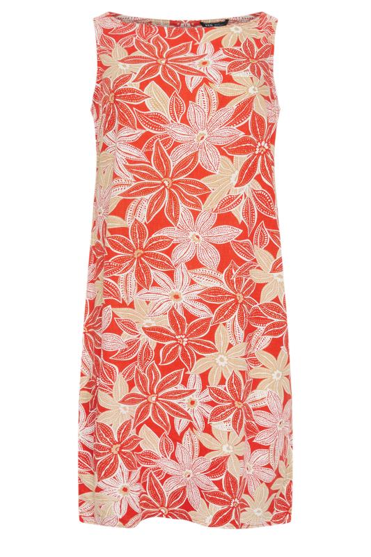 M&Co Orange Linen Flower Print Shift Dress | M&Co 5