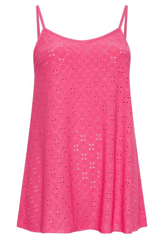 LIMITED COLLECTION Plus Size Pink Broderie Anglaise Cami Top | Yours Clothing 6