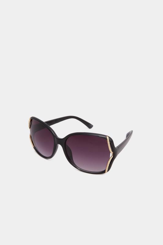 Plus Size  Yours Black Oversized Gold Detail Sunglasses