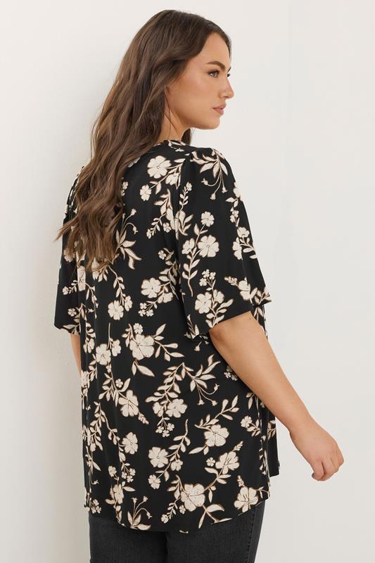 EVANS Plus Size Black Floral Pleat Swing Top | Evans 4