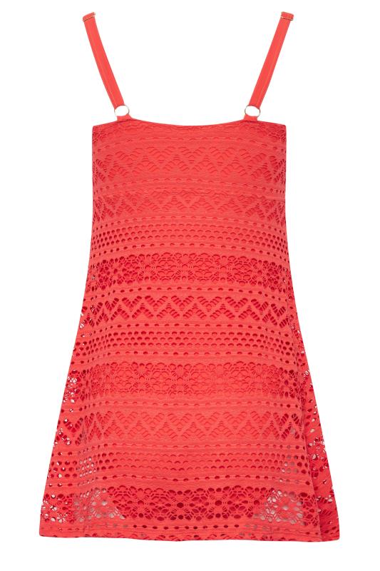 LTS Tall Women's Coral Pink Crochet Swim Dress | Long Tall Sally 8